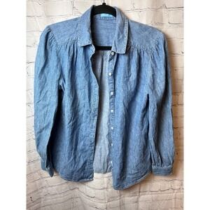 J. McLaughlin Chambray Shirt Button Down Long Sleeve‎ Denim Top Small